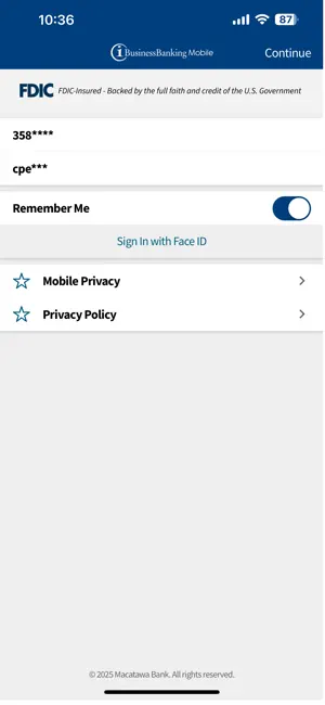iBB Mobile at Macatawa Bank screenshot 1