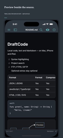 DraftCode: Code & Text Editor iPhone screenshot 2