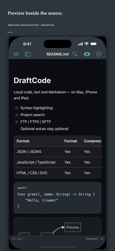 DraftCode: Code & Text Editor screenshot 2 of 8