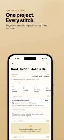 Leather Project Tracker - Hide screenshot