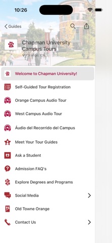 Chapman University Visitors app screenshot