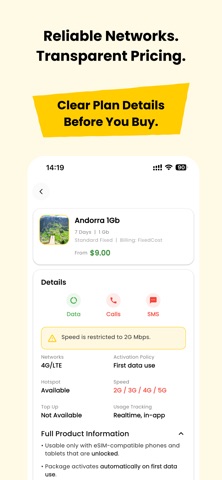 Aerigo eSIM screenshot