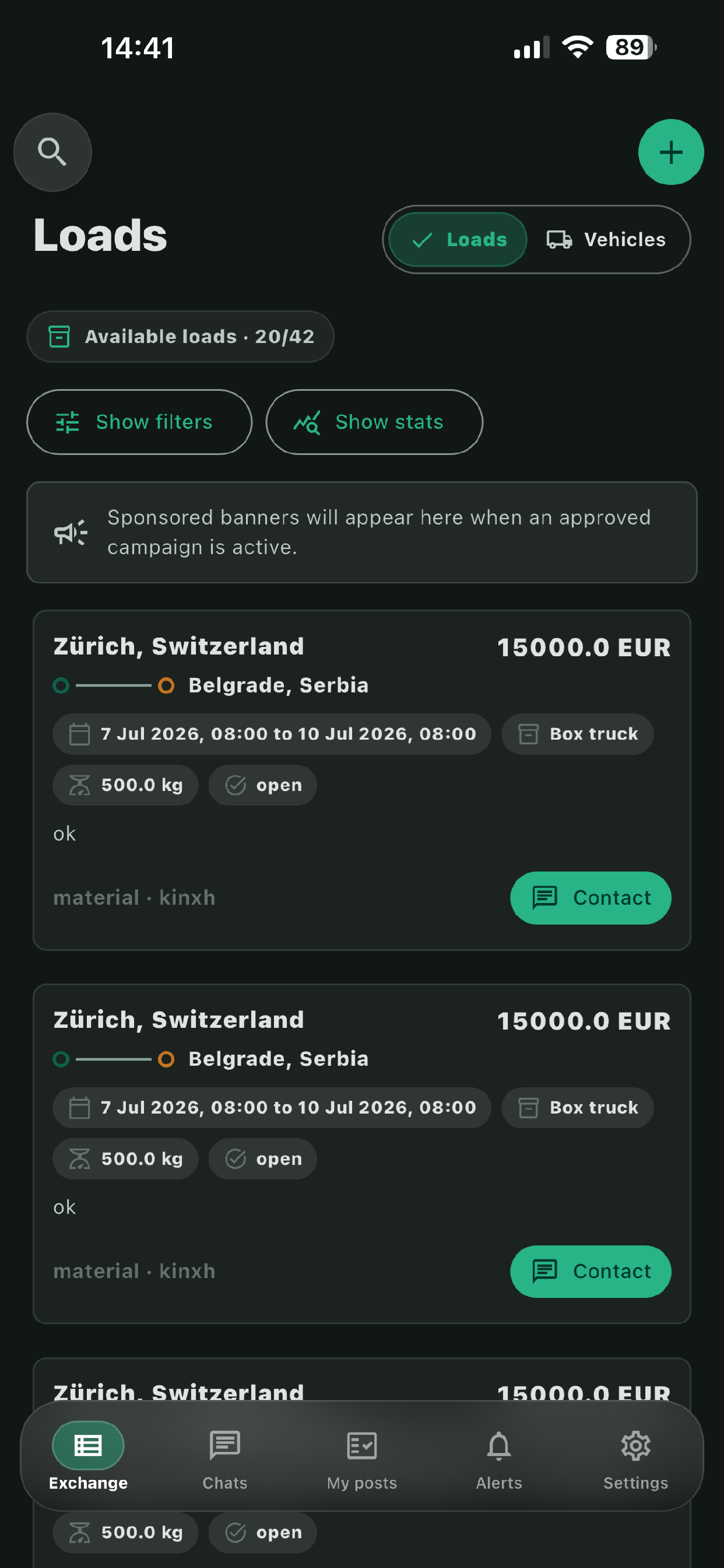 eCargo - Freight Exchange screenshot 2