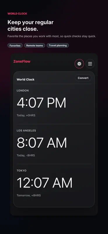 ZoneFlow: Time Zones screenshot 2 of 2