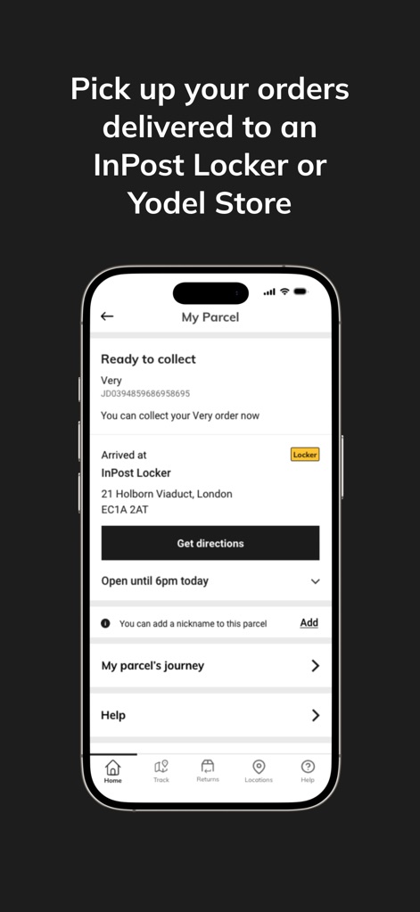 Yodel by InPost - The app simplifies parcel collection by providing clear details for InPost Locker pickups, including the locker's address and its operational hours.