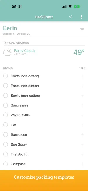PackPoint Premium Packing List screenshot 3