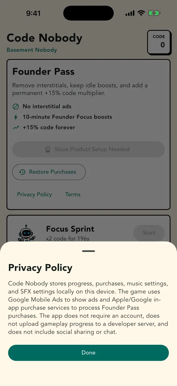 #5. Code Nobody (iOS) di: Gobling Company