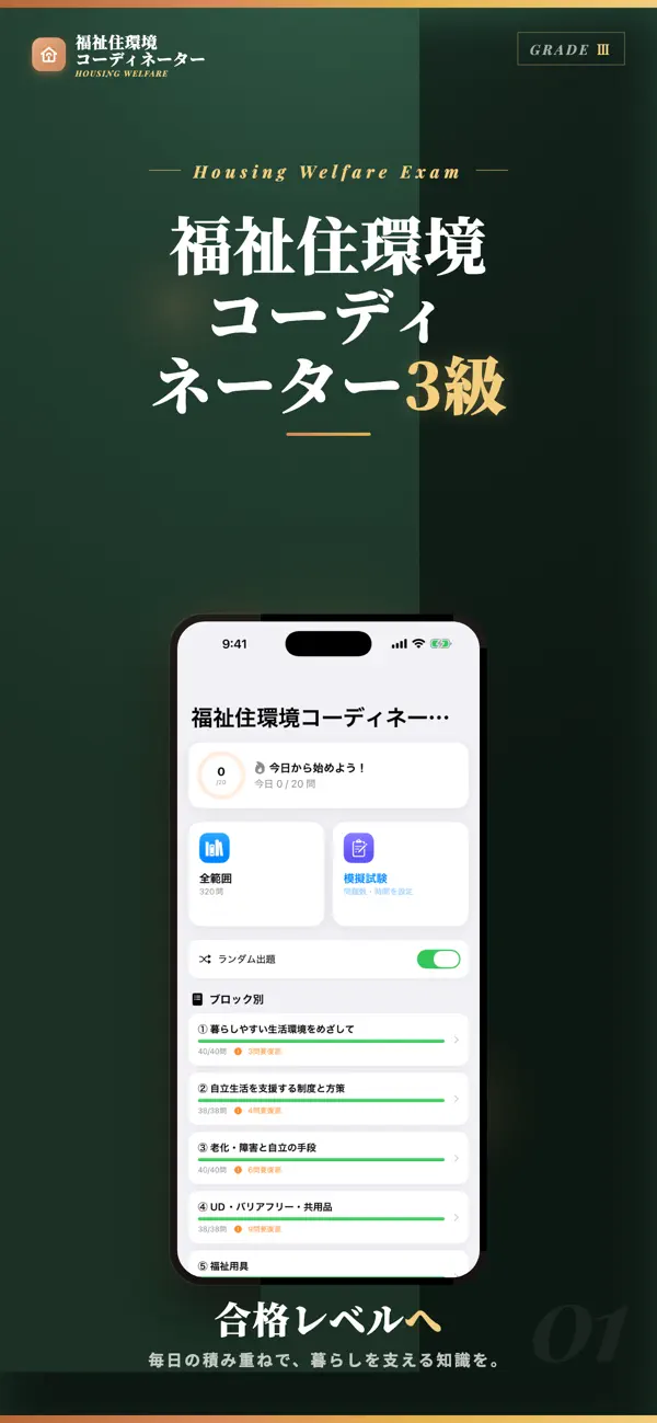 Screenshot #1 pour 福祉住環境コーディネーター3級 試験対策｜問題集