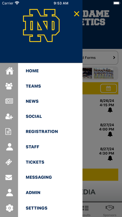 Notre Dame Knights Athletics Screenshot