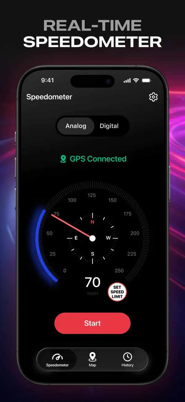 Screenshot #1 pour Speedometer GPS - MPH Tracker