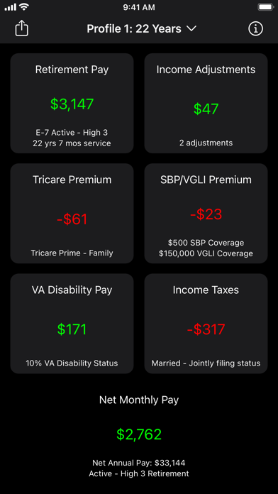 Military Retirement Screenshot