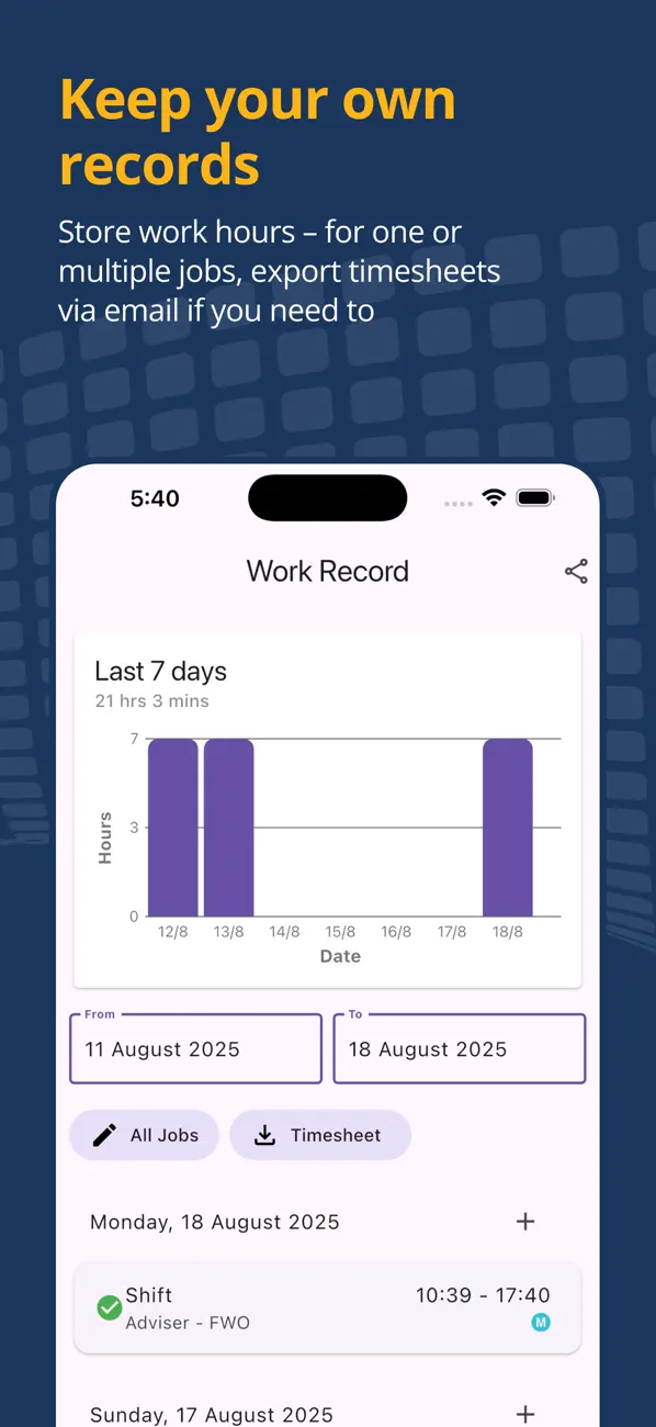 Screenshot #2 pour Record My Hours