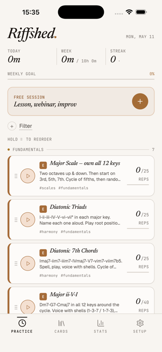 Riffshed: Practice Journal Screenshot 1 of 6