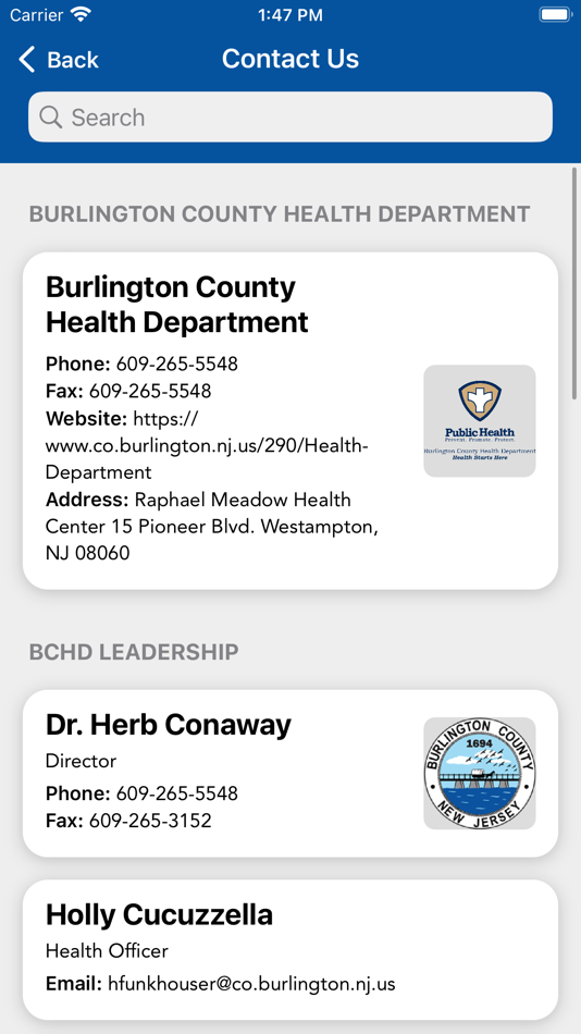 #2. Burlington County Health (iOS) 来自: COUNTY OF BURLINGTON
