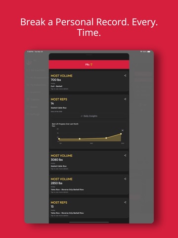 PR.O Workout Tracker Gym Log iPad screenshot
