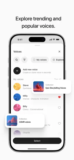 Capture d'écran de ElevenLabs: AI Voice Generator sur iPhone 6