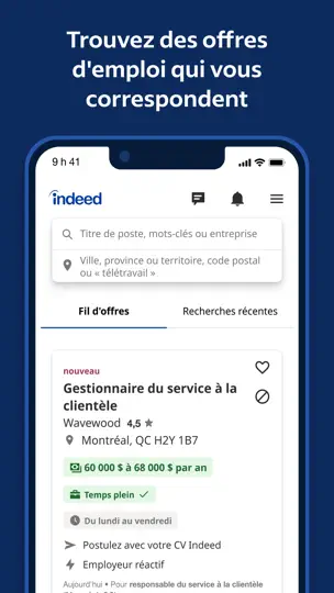 Capture d'écran de Indeed: Recherche D’Emploi sur iPhone 1