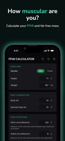 FFMI Calc - Muscle Potential Screenshot 1 of 4