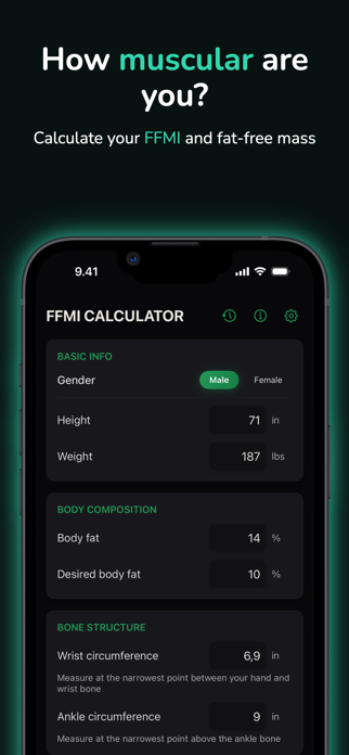 FFMI Calc - Muscle Potential Screenshot 1 of 4