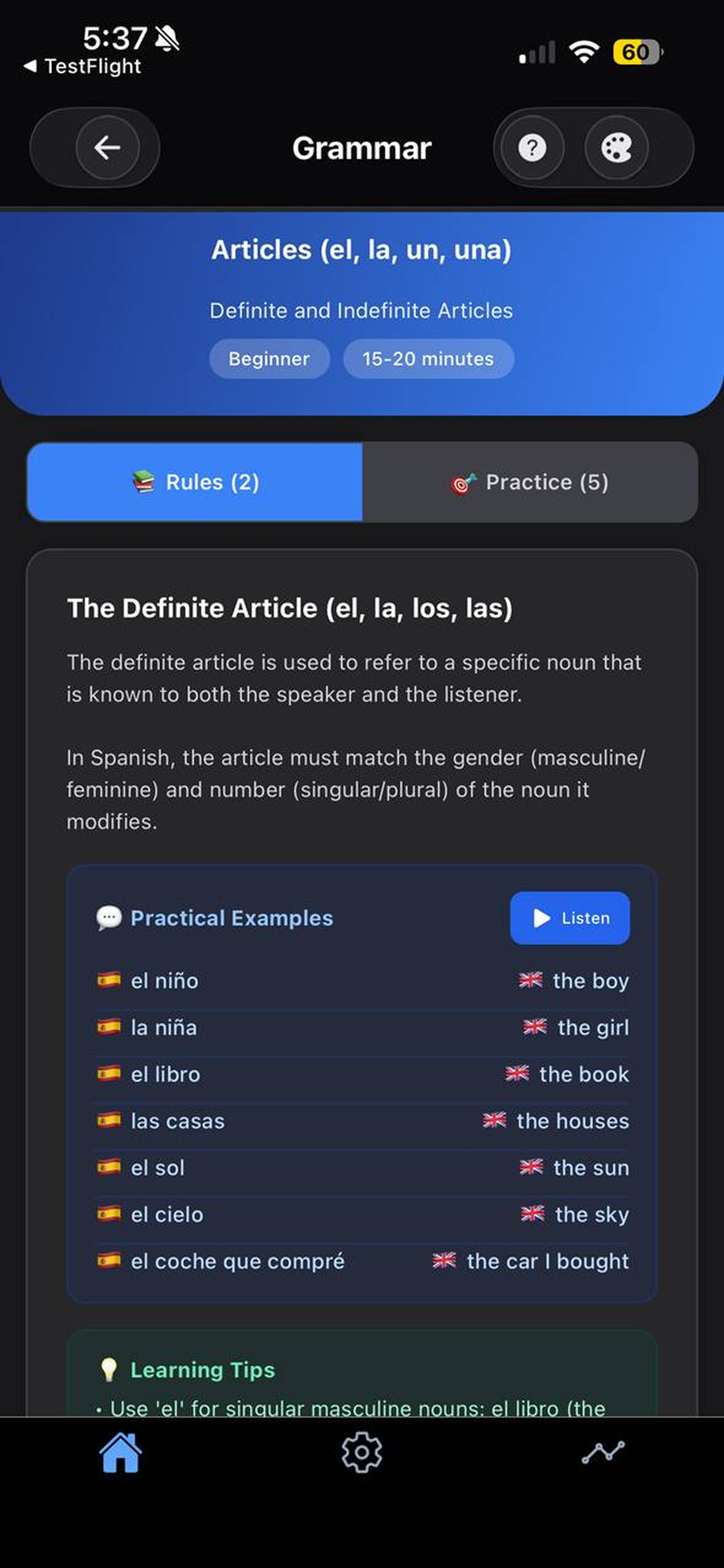 A1/A2 Spanish Grammar