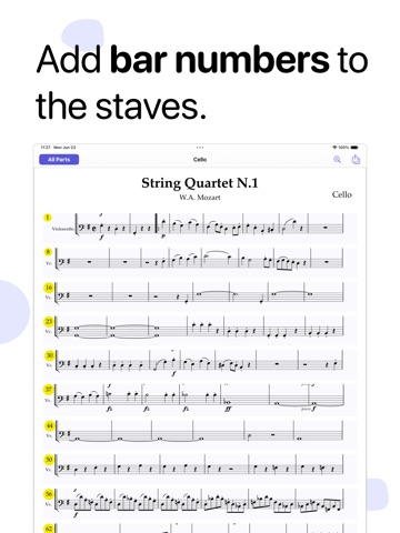 Partifier: extract score parts iPad screenshot