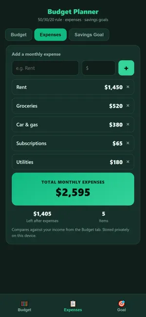 Budget Planner 50/30/20 screenshot 2