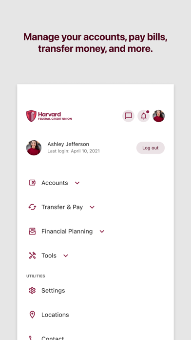 Harvard FCU Digital Banking Screenshot