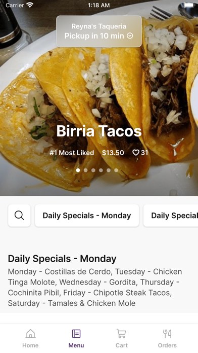 Reyna's Taqueria Screenshot 2 - AppWisp.com Reyna's Taqueria Screenshot 2 - AppWisp.com