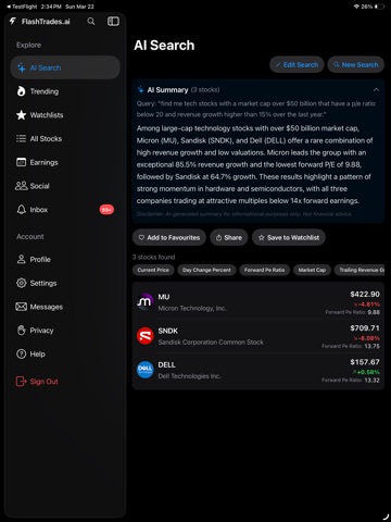 FlashTrades AI iPad screenshot