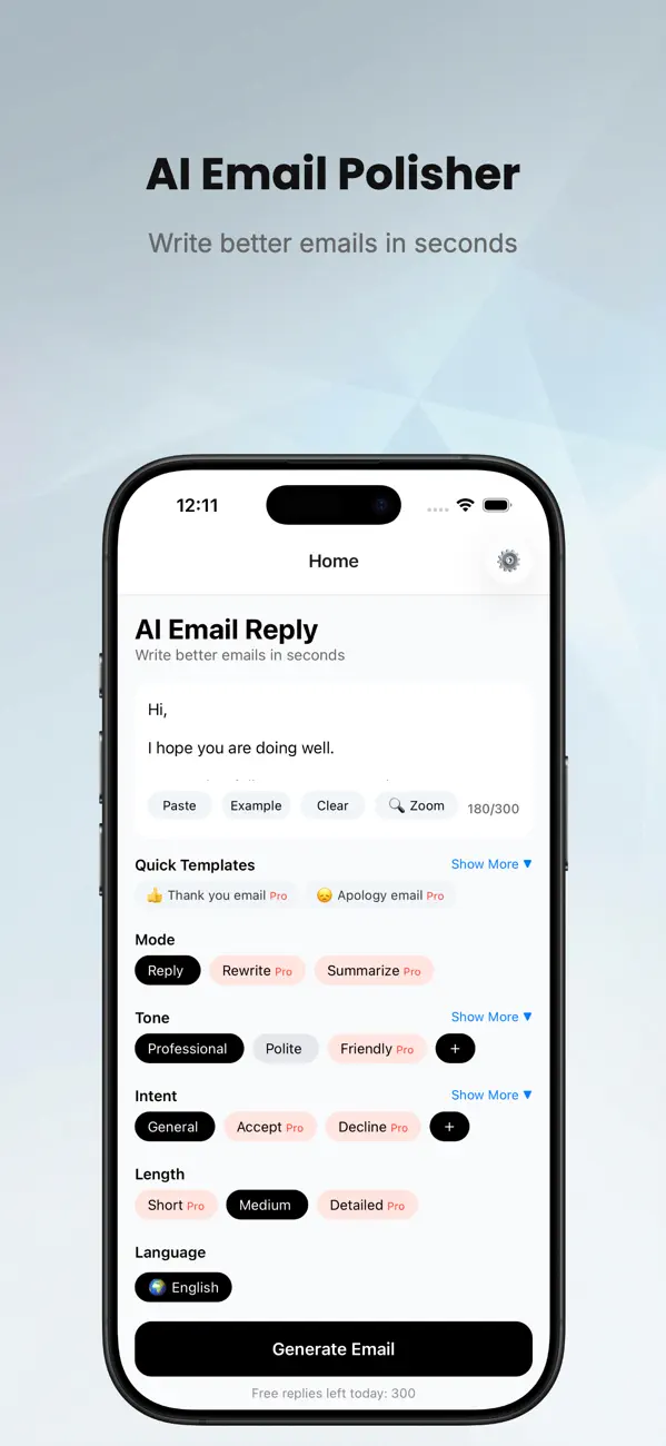 Screenshot #1 pour ReplyAI: Write Emails Fast