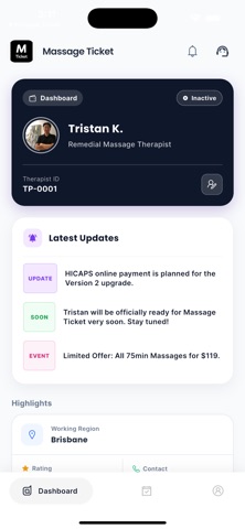 Massage Ticket Therapist screenshot