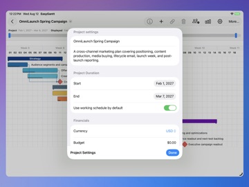 EasyGantt Tablet iPad screenshot