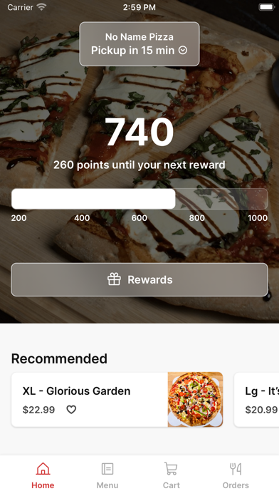 No Name Pizza iPhone screenshot 1 - Food & Drink app