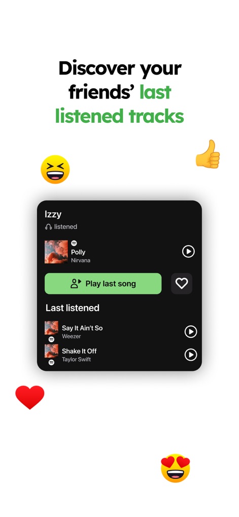 MUBR - see what friends listen - Esta herramienta permite descubrir las últimas canciones escuchadas por amigos, con un botón para reproducir la última y una lista de títulos previos.