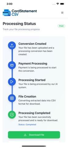 Card Statement CSV iPhone screenshot
