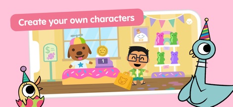 Sago Mini World: Kids Games - Empower children to create their own unique characters, offering expressive customization options and imaginative role-playing scenarios in a playful shop environment.