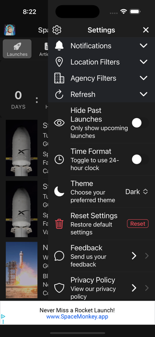 Space Launch Schedule Screenshot 2 of 7