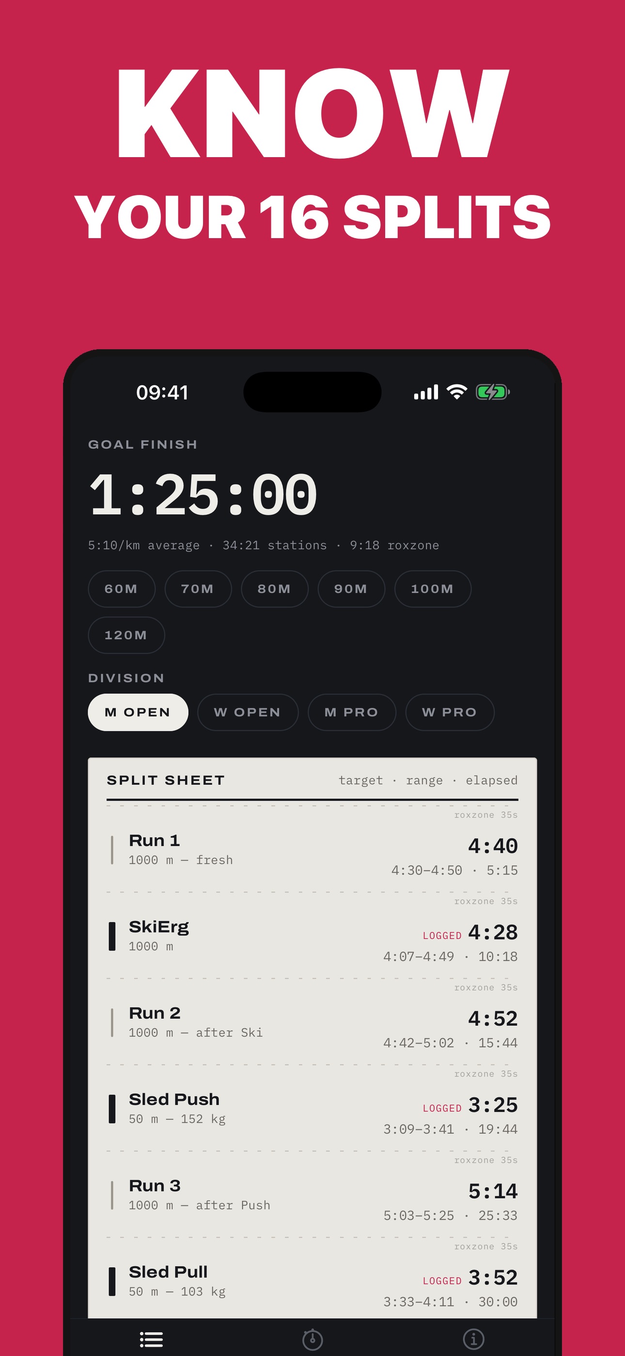 Screenshot 1 of Split Planner for HYROX