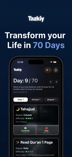 Tazkiy: Muslim 70 Day Habit screenshot 1