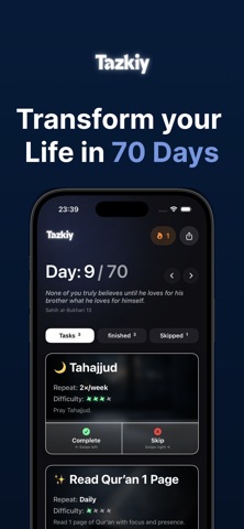 Tazkiy: Muslim 70 Day Habit iPhone screenshot