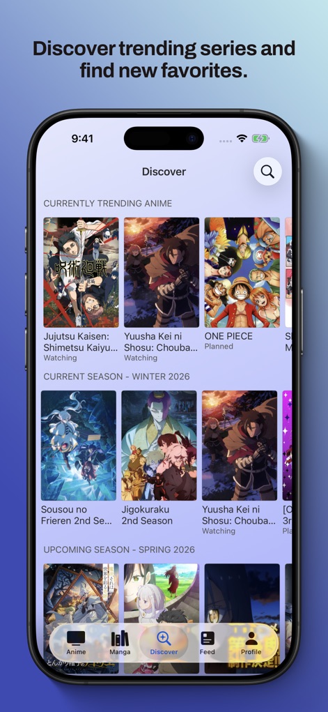 MyAniList - Explore new series with dynamic trending anime carousels and organized seasonal content displays.