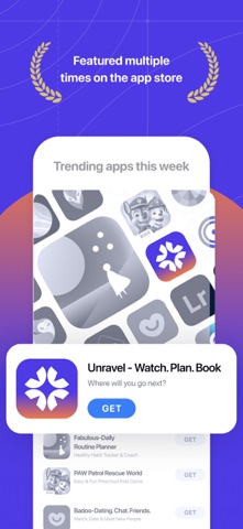 Unravel - Watch. Plan. Book iPhone screenshot