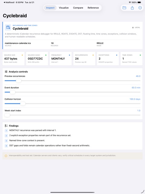Cyclebraid: RRULE Lab screenshot 2