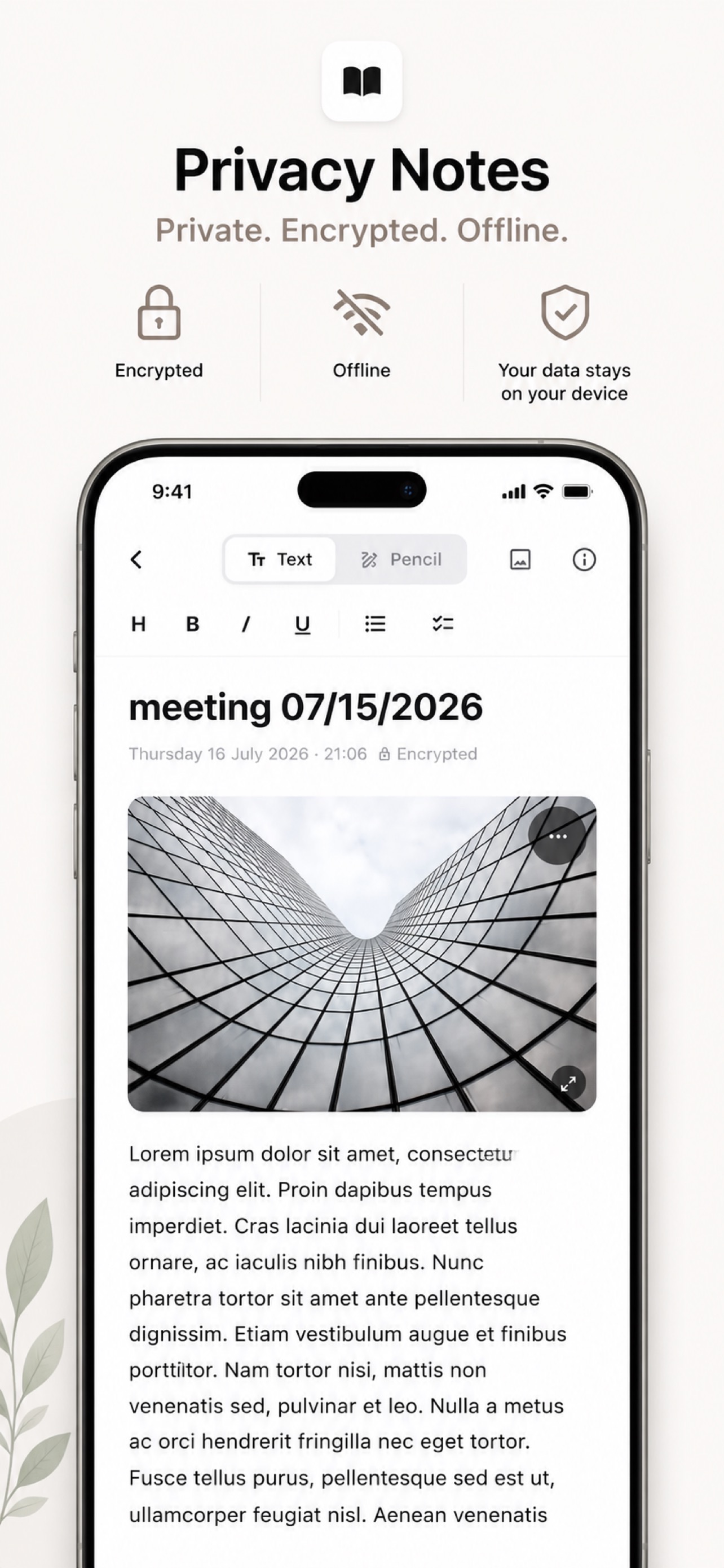 Screenshot 1 of Privacy Notes (Offline)