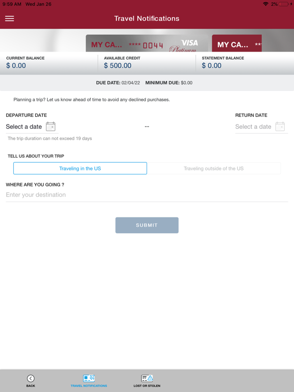 WAC Visa iPad screenshot 7 - Finance app