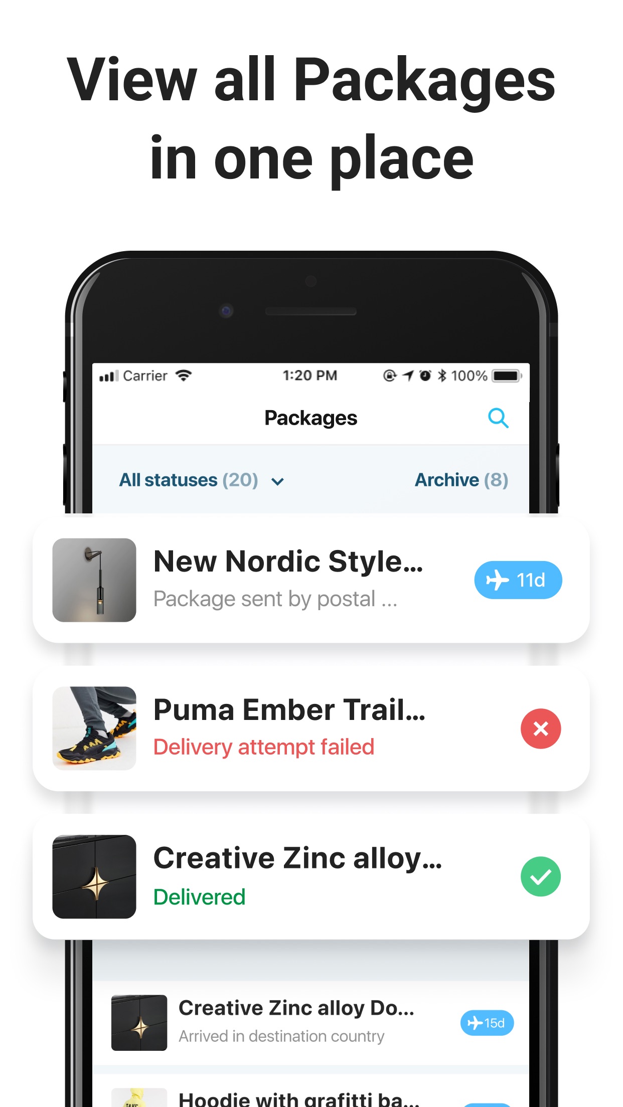 Package Tracker - pkge Mobile screenshot 2