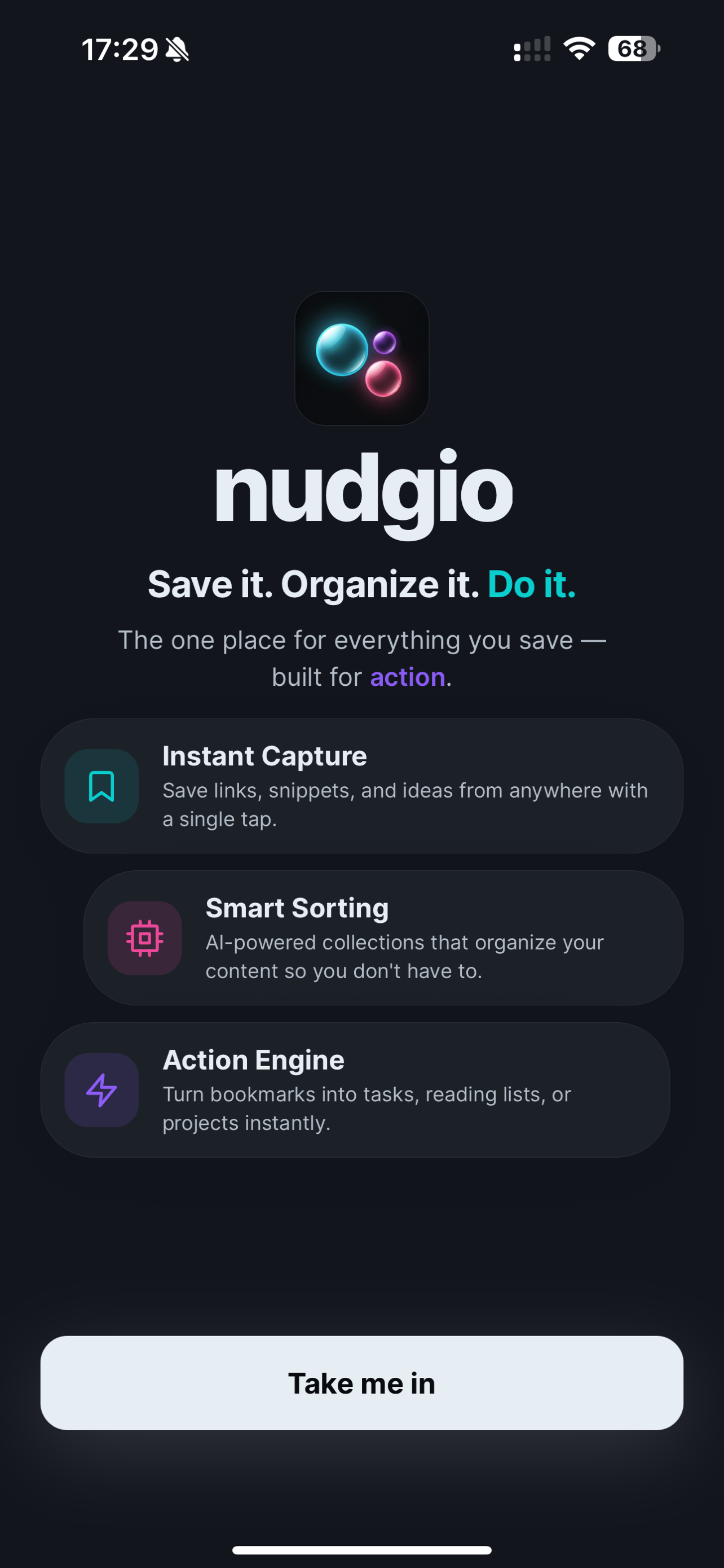 nudgio: Save, Organize, Do It