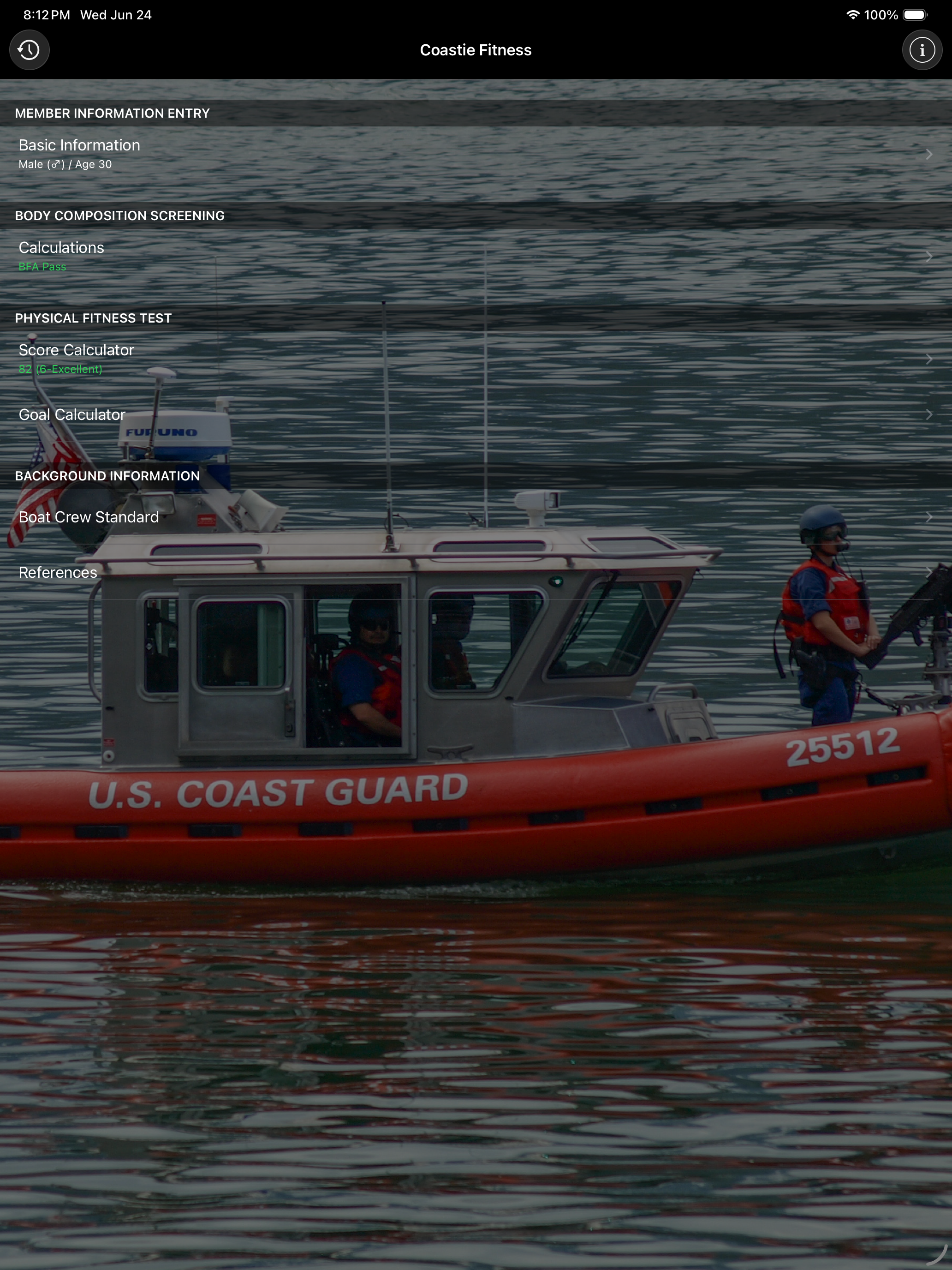 Coast Guard Fitness Calculator
