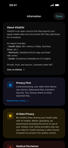 Vital2AI: Health CSV Export Screenshot 3 of 3