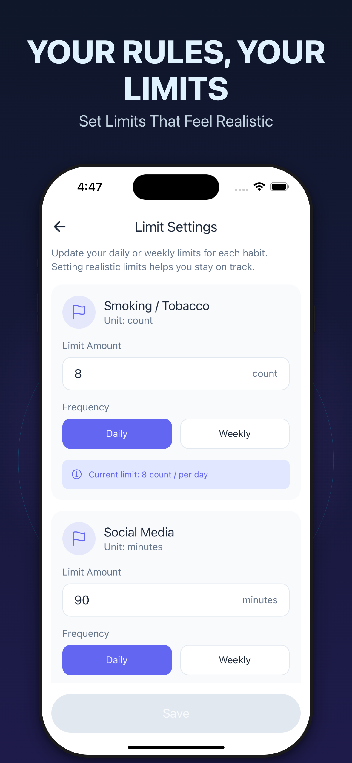 Abate: Habit Control Tracker